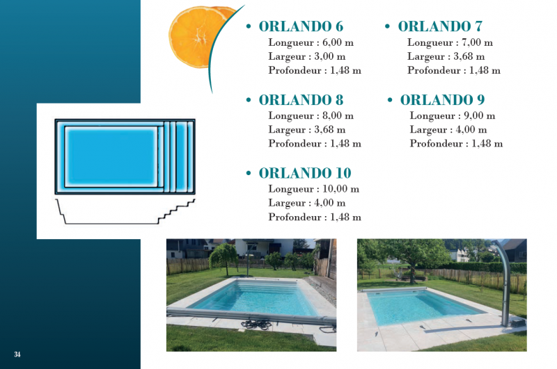 Modèle piscine coque rectangulaire Orlando